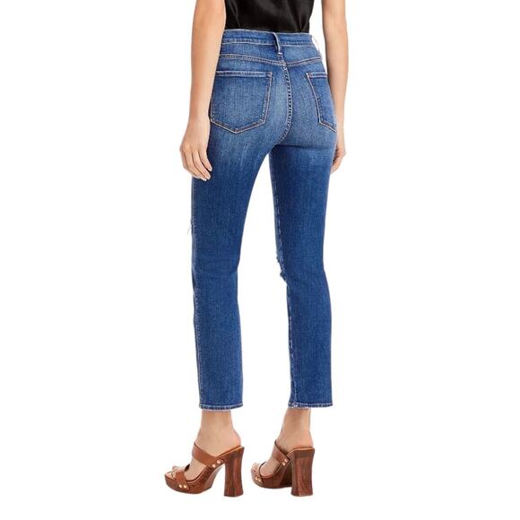 NWT FRAME Jeans Le Sylvie High Rise Slender Straight 31 Distressed Swoon Wash - Picture 2 of 13